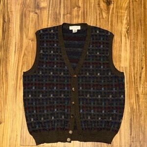 Tricots St Raphael men women medium sweater vest brown Multicolor Button up wool